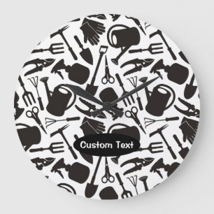 Reloj Redondo Grande Iconos de jardinería Silhouettes
