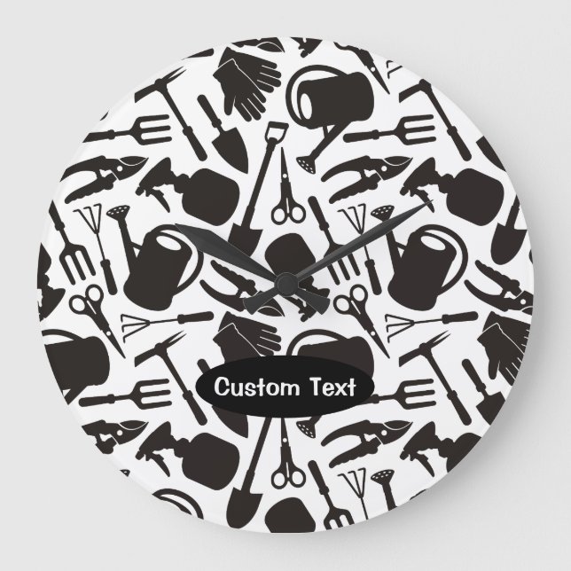 Reloj Redondo Grande Iconos de jardinería Silhouettes (Anverso)