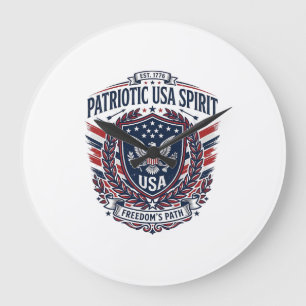 Reloj Redondo Grande Iconos y Símbolos del Escudo de Libertad Patriótic