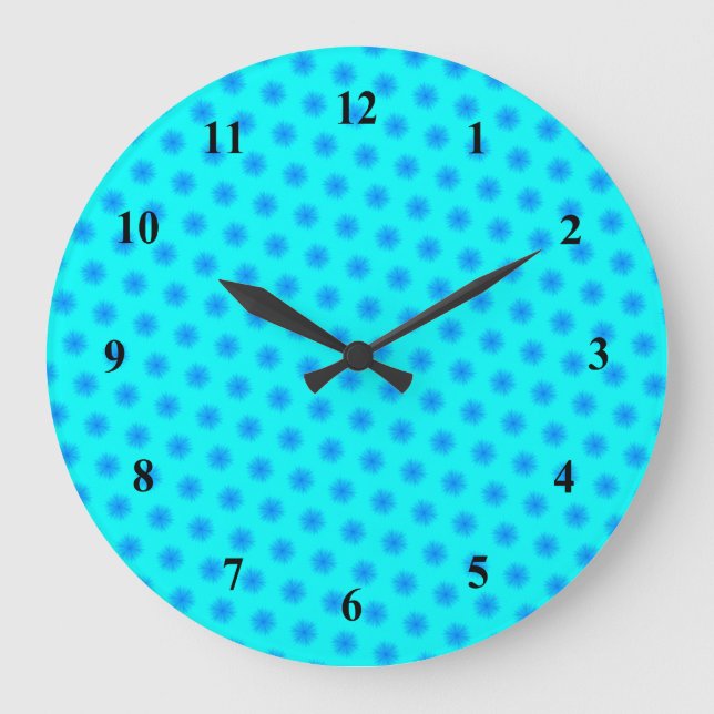 Reloj Redondo Grande Icy Aqua y Blue Snflake Pattern (Anverso)