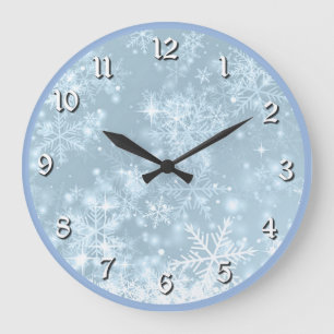 Reloj Redondo Grande Icy Blue Snowflakes