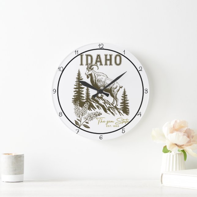 Reloj Redondo Grande Idaho Gem State Mountain Goat (Hogar)