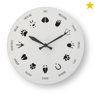 Reloj Redondo Grande Identificación de huellas de animales