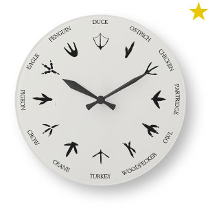 Reloj Redondo Grande Identificación de huellas de animales de aves
