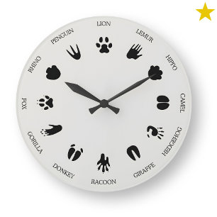 Reloj Redondo Grande Identificación de huellas de animales mundanos