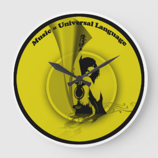 Reloj Redondo Grande Idioma universal amarillo negro