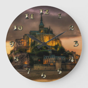 Reloj Redondo Grande Iglesia Normandía de la isla del St Miguel de Mont