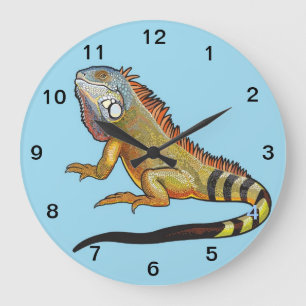 Reloj Redondo Grande iguana verde