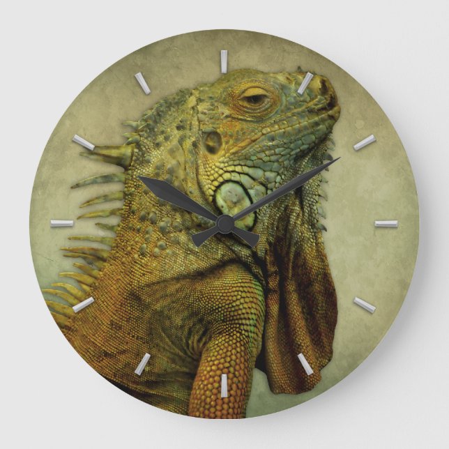 Reloj Redondo Grande Iguana verde (Anverso)