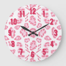 Reloj Redondo Grande Ikat de leopardo en rosa