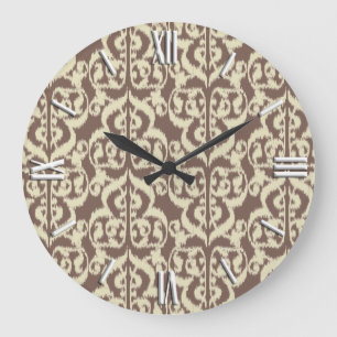 Reloj Redondo Grande Ikat Moorish Damask - beige y taupe