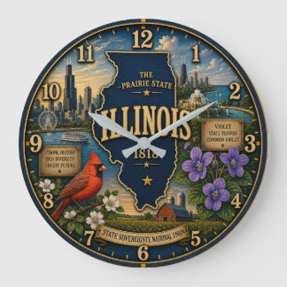 Reloj Redondo Grande Illinois Prairie State