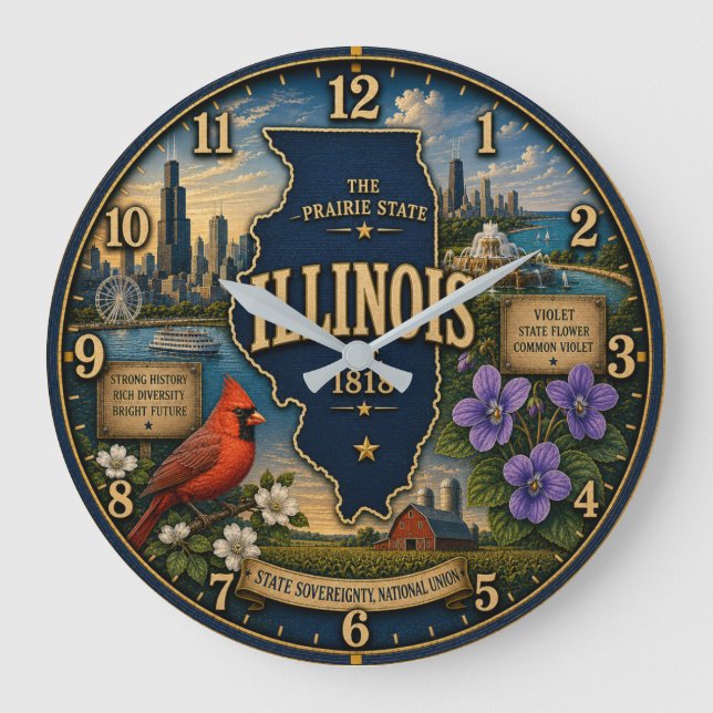 Reloj Redondo Grande Illinois Prairie State (Anverso)