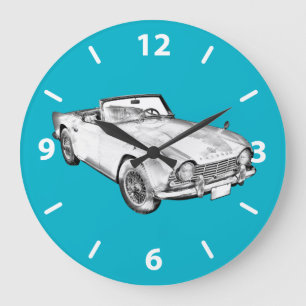 Reloj Redondo Grande Illustration Of Triumph Tr4 Sports Car