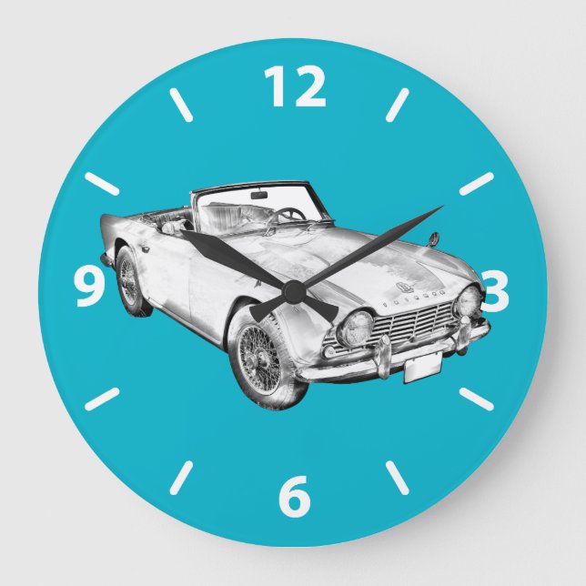 Reloj Redondo Grande Illustration Of Triumph Tr4 Sports Car (Anverso)