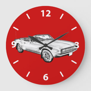 Reloj Redondo Grande Ilustracion 1967 del coche del músculo de Camaro