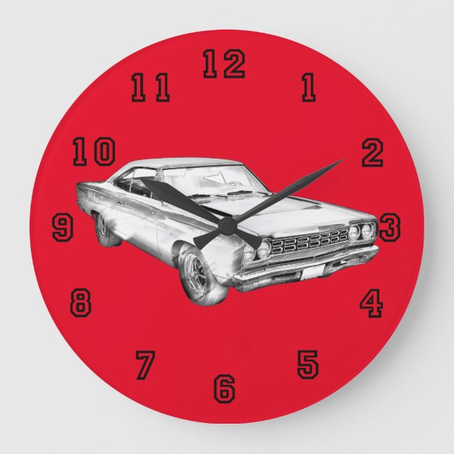 Reloj Redondo Grande Ilustracion 1968 del coche del músculo del (Anverso)