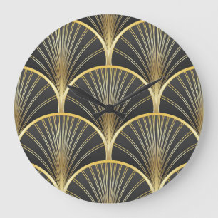 Reloj Redondo Grande Ilustracion Art Deco de textura geométrica