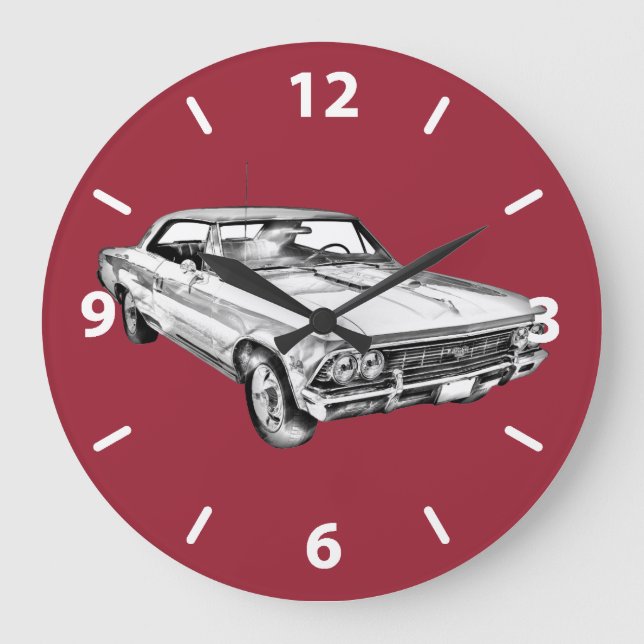 Reloj Redondo Grande ilustracion Chevy Chevelle SS 396 de 1966 (Anverso)
