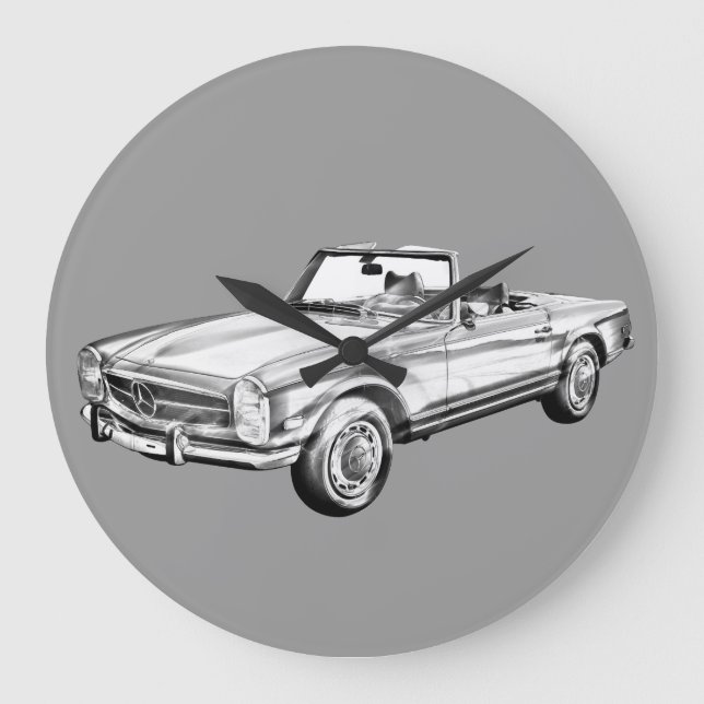 Reloj Redondo Grande Ilustracion convertible Mercedes Benz 280 SL (Anverso)