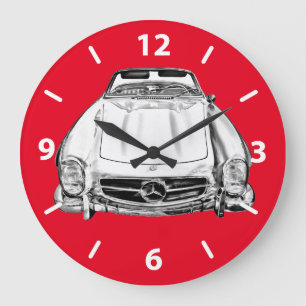 Reloj Redondo Grande Ilustracion convertible Mercedes Benz 300 SL