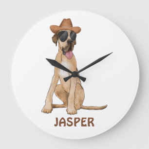 Reloj Redondo Grande Ilustracion Cowboy Great Dane Dog