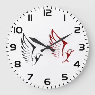 Reloj Redondo Grande Ilustración de ave atrevida de Águilas Voladoras