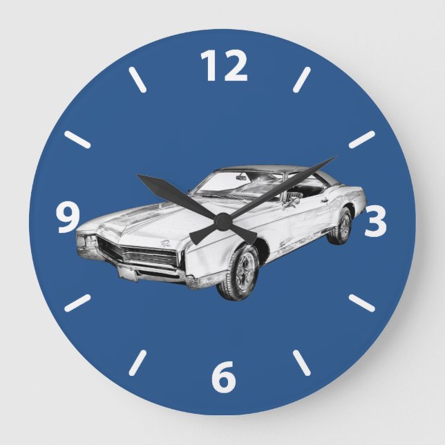 Reloj Redondo Grande ilustracion de Buick Riviera de 1967 (Anverso)