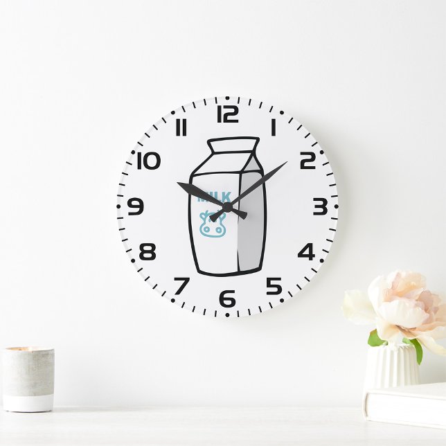 Reloj Redondo Grande Ilustracion de cartón de leche Personalizado de va (Subido por el creador)