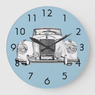 Reloj Redondo Grande Ilustración de coche de lujo Mercedes Benz 300