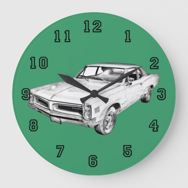 Reloj Redondo Grande ilustracion de coches Pontiac Lemans 1966 (Anverso)