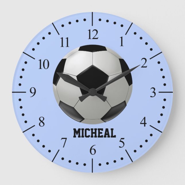 Reloj Redondo Grande Ilustracion de fútbol personalizado (Anverso)
