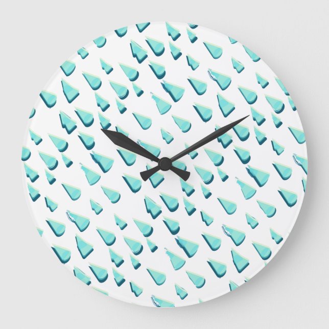 Reloj Redondo Grande Ilustracion de gota de lluvia (Anverso)