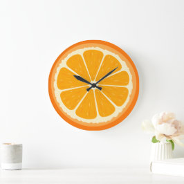 Reloj Redondo Grande Ilustracion de jugo de limón Naranja fresco y jugo