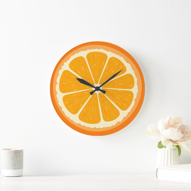 Reloj Redondo Grande Ilustracion de jugo de limón Naranja fresco y jugo (Hogar)