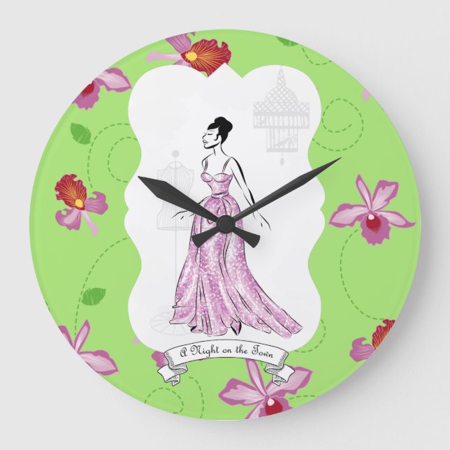 Reloj Redondo Grande Ilustracion de moda Fois à Paris (Anverso)