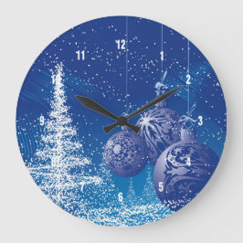 Reloj Redondo Grande Ilustracion De Navidades Blancos Y Azules
