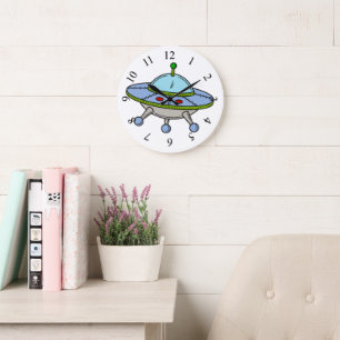 Reloj Redondo Grande Ilustración de ovni