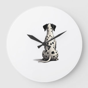 Reloj Redondo Grande Ilustración de perro dálmata vintage desde atrás M