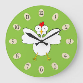 Reloj Redondo Grande ilustracion de pollo personalizado