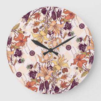 Reloj Redondo Grande Ilustracion de rastrillo de luz floral