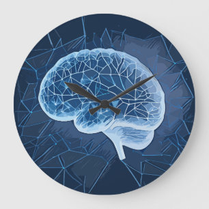 Reloj Redondo Grande Ilustracion de red cerebral - red neural