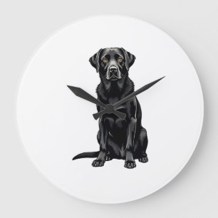 Reloj Redondo Grande Ilustración de retrato de perro Labrador Retriever