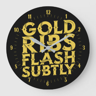 Reloj Redondo Grande Ilustración de texto de atador de moscas Gold Ribs