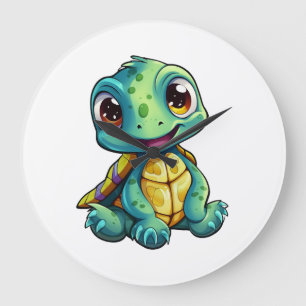 Reloj Redondo Grande Ilustración de tortuga de dibujos animados Copiar