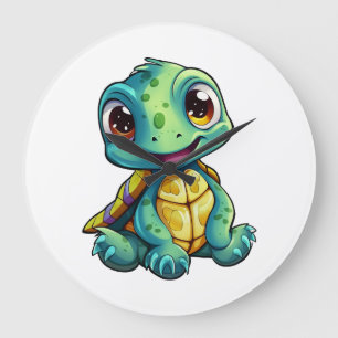 Reloj Redondo Grande ilustracion de tortuga personalizado
