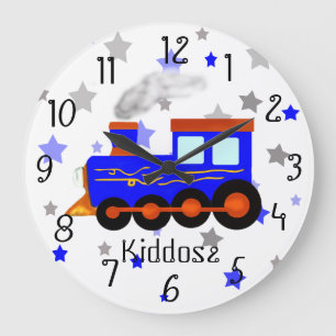 Reloj Redondo Grande Ilustracion de tren antiguo