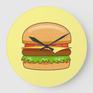 Reloj Redondo Grande Ilustración de vector de hamburguesa