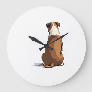 Reloj Redondo Grande Ilustración de vista trasera de Bulldog vintage Am