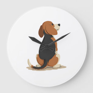 Reloj Redondo Grande Ilustración de vista trasera de perro Beagle vinta
